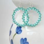 Beaded Hoop Earrings Mint G..