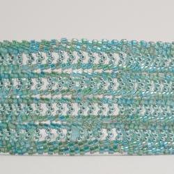 Bead Woven Bracelet Herringbone Stitch with Blue Green