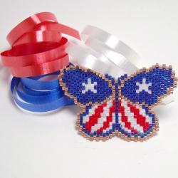 Patriotic Brooch 4th of July Red White and Blue Butterfly