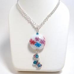 Lampwork Necklace Flowers and Crystals Summer Fashion