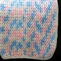 Crocheted Baby Blanket Pink and Blue Unisex